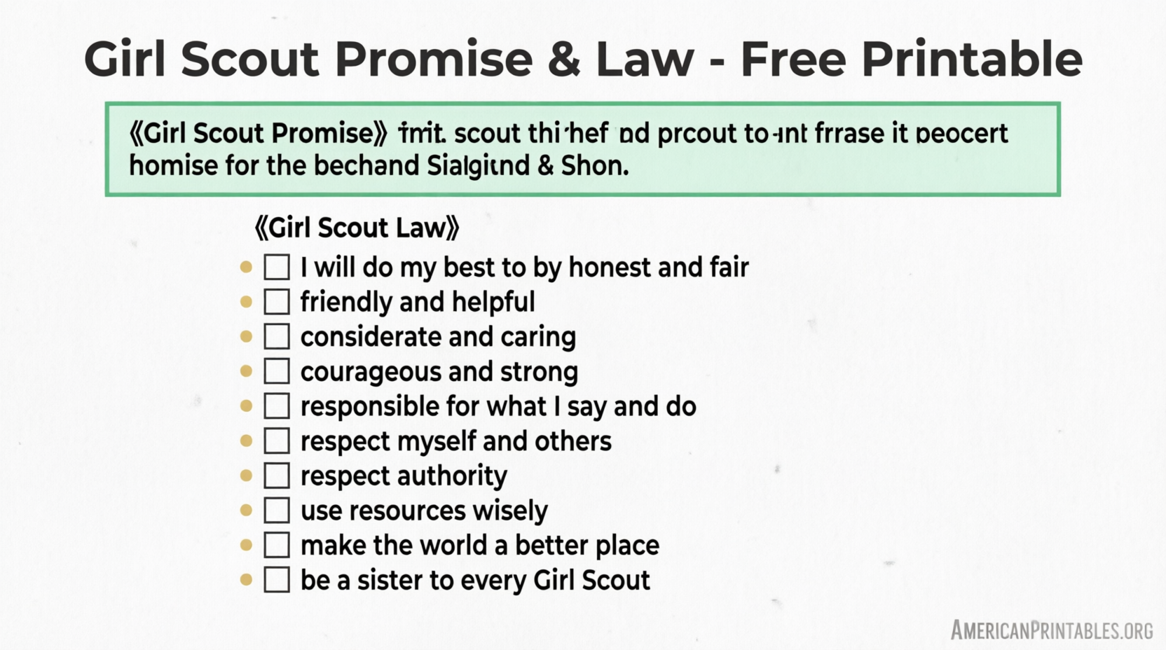 Free Girl Scout Promise & Law Printable PDF (2)