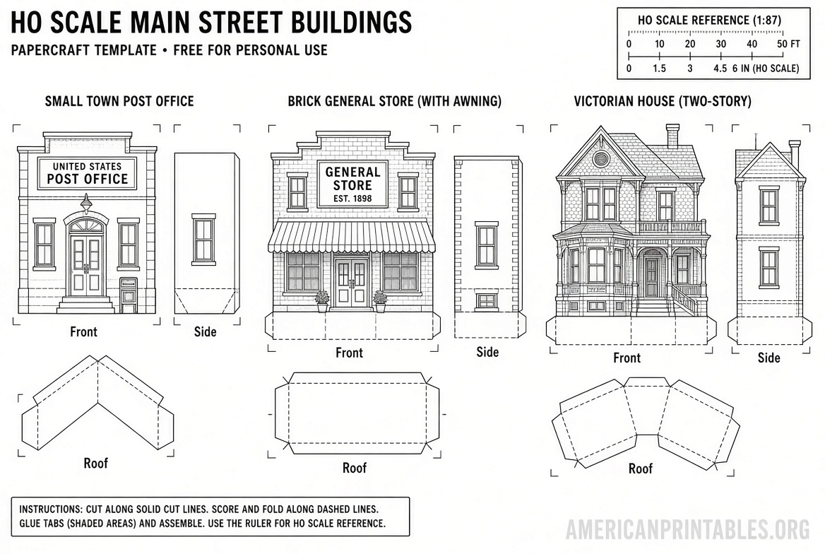Free HO Scale Printable Buildings Downloads (1)