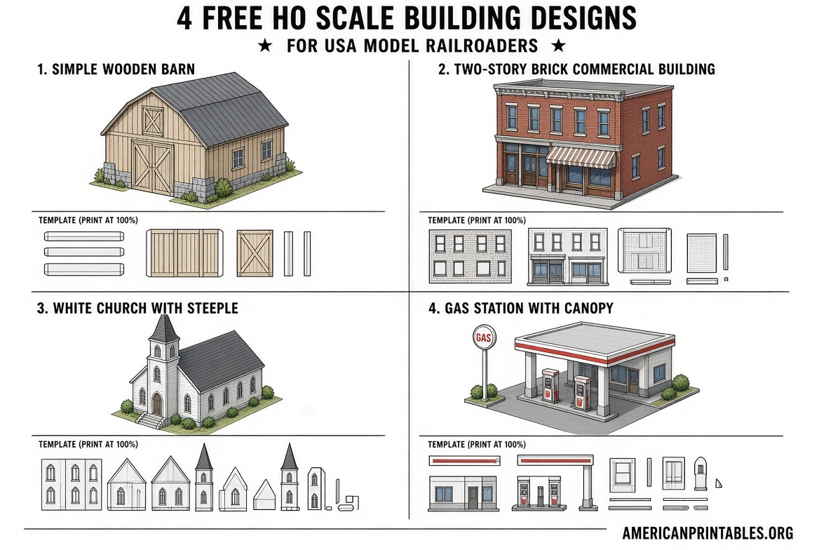 Free HO Scale Printable Buildings Downloads (2)
