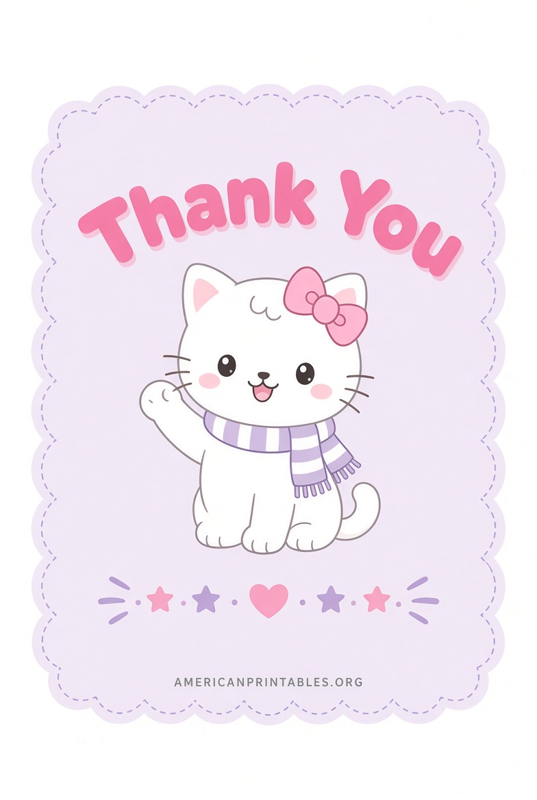 Free Hello Kitty Thank You Cards Printable (2)