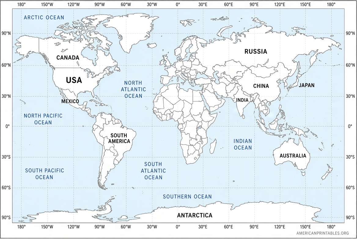 Free Large Printable World Map – PDF Downloads (1)