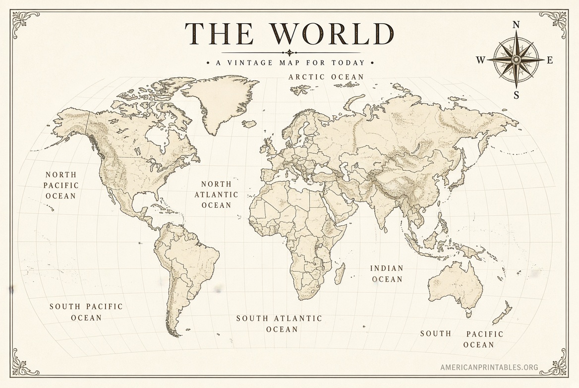 Free Large Printable World Map – PDF Downloads (2)