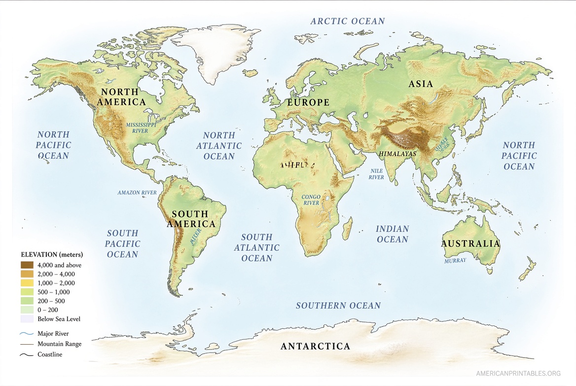 Free Large Printable World Map – PDF Downloads (4)