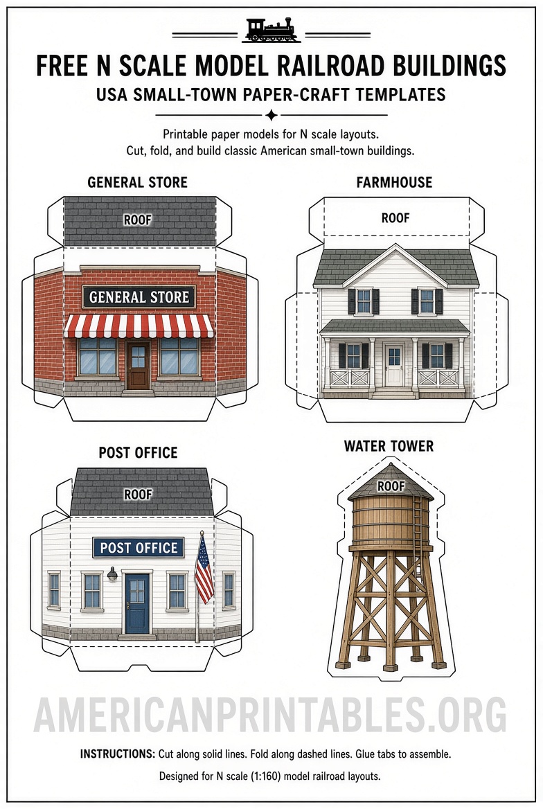 Free N Scale Printable Buildings Guide (1)