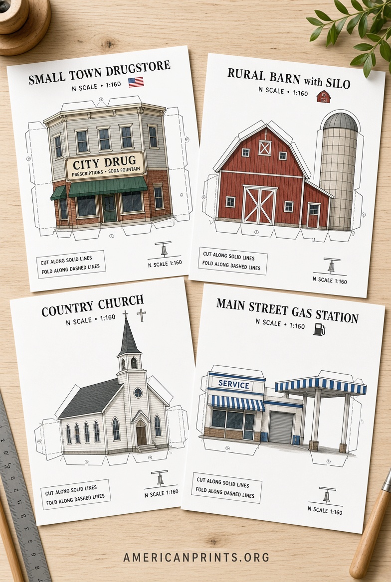Free N Scale Printable Buildings Guide (2)