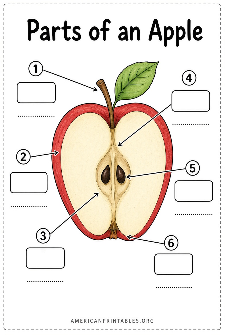 Free Parts of an Apple Printable Worksheets (4)