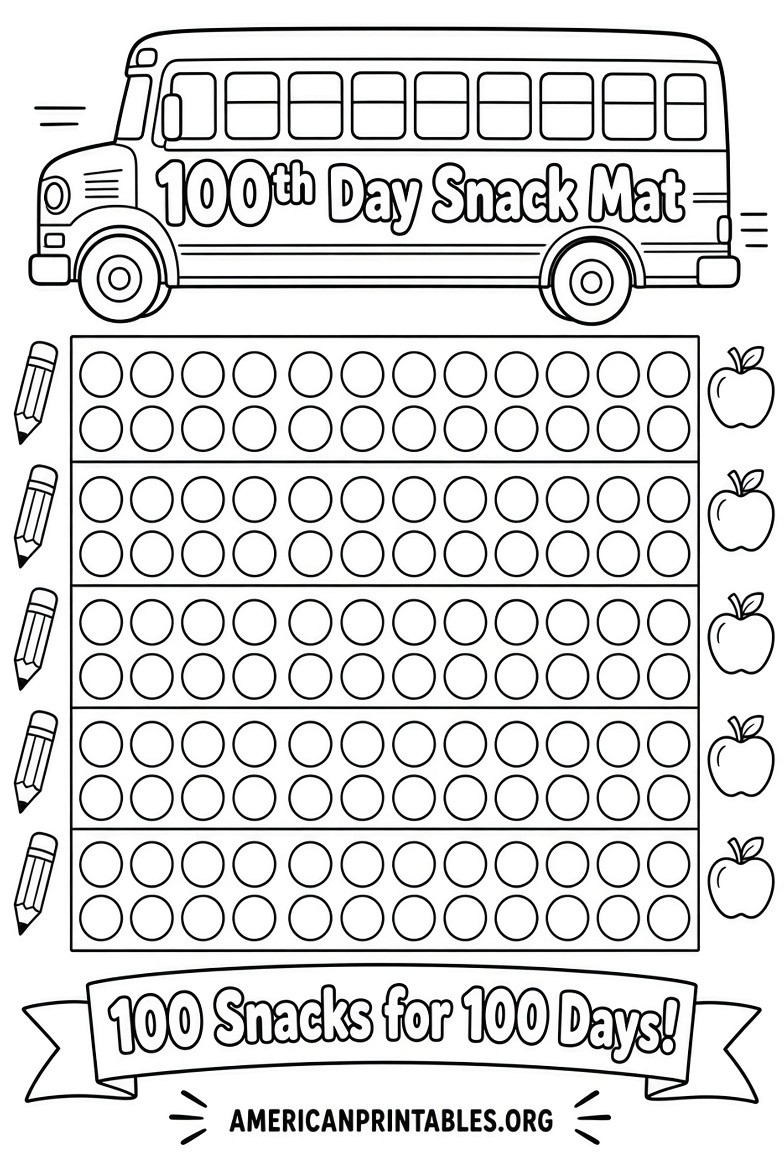 Free Printable 100th Day Snack Mat (2)