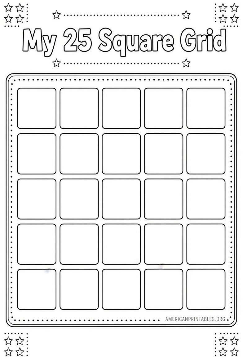 Free Printable 25 Square Grid PDFs & Templates (2)