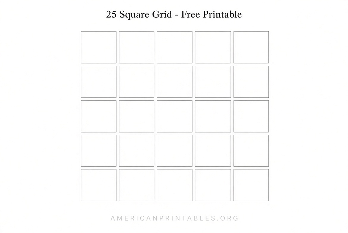 Free Printable 25 Square Grid PDFs & Templates (3)