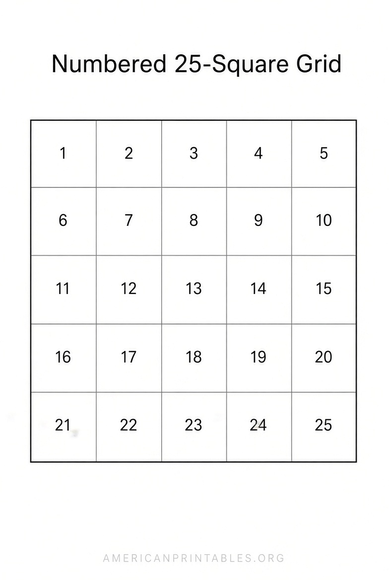 Free Printable 25 Square Grid PDFs & Templates (4)