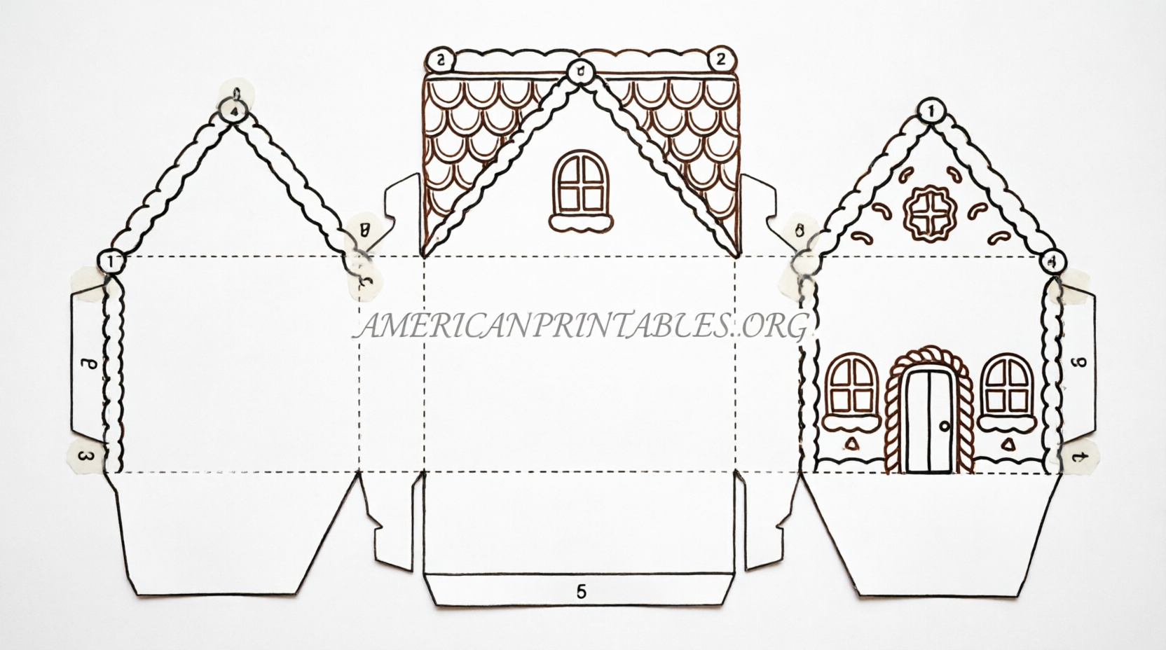 Free Printable 3D Gingerbread House Template (1)