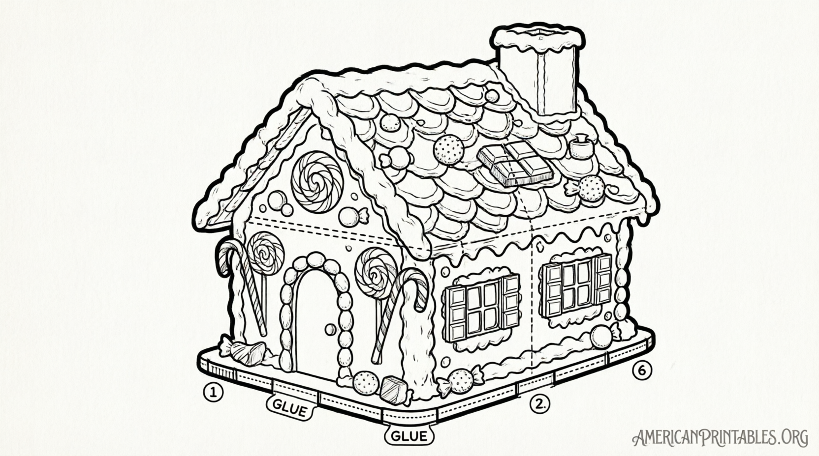 Free Printable 3D Gingerbread House Template (2)