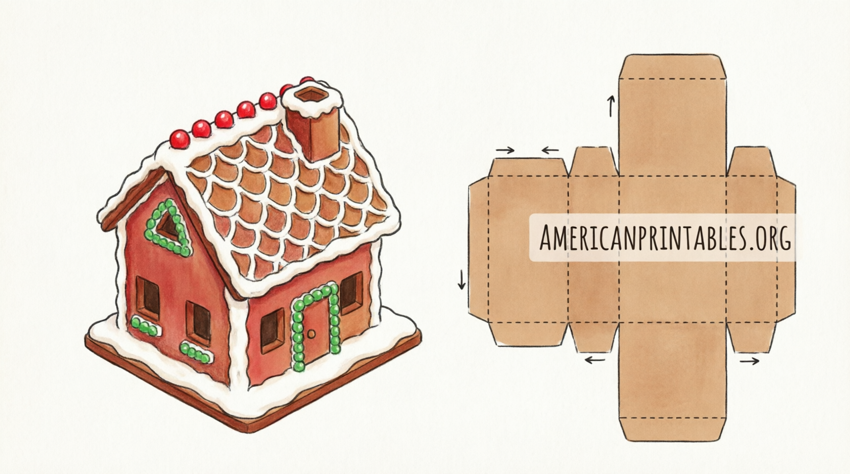 Free Printable 3D Gingerbread House Template (4)