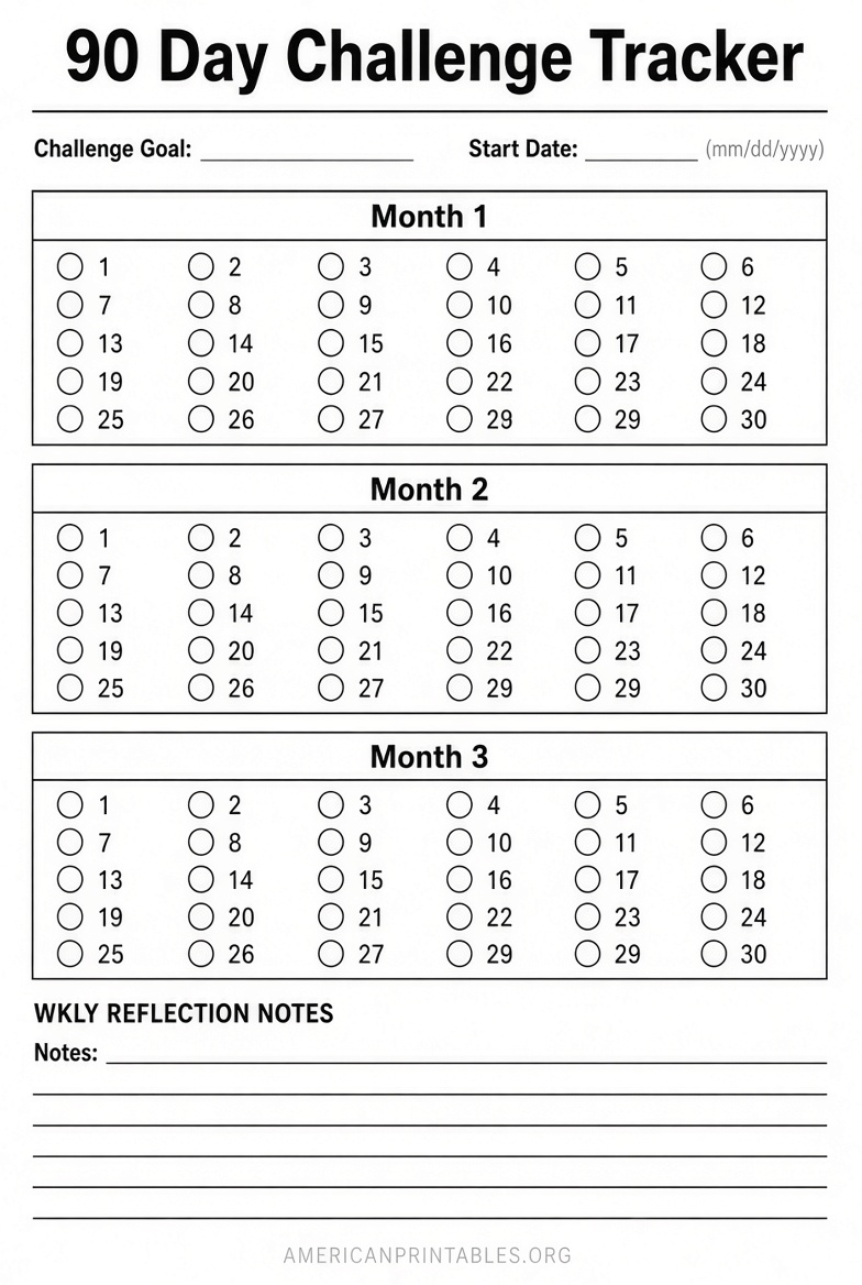 Free Printable 90 Day Challenge Tracker PDF (1)