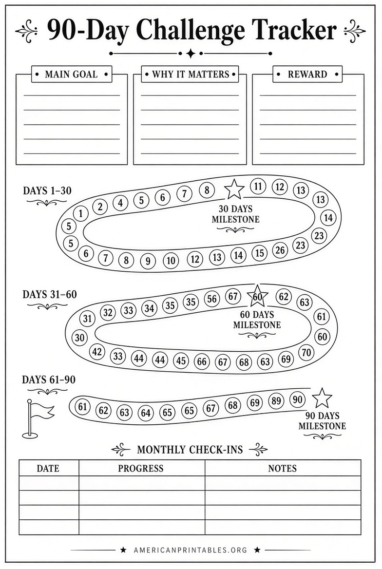 Free Printable 90 Day Challenge Tracker PDF (2)