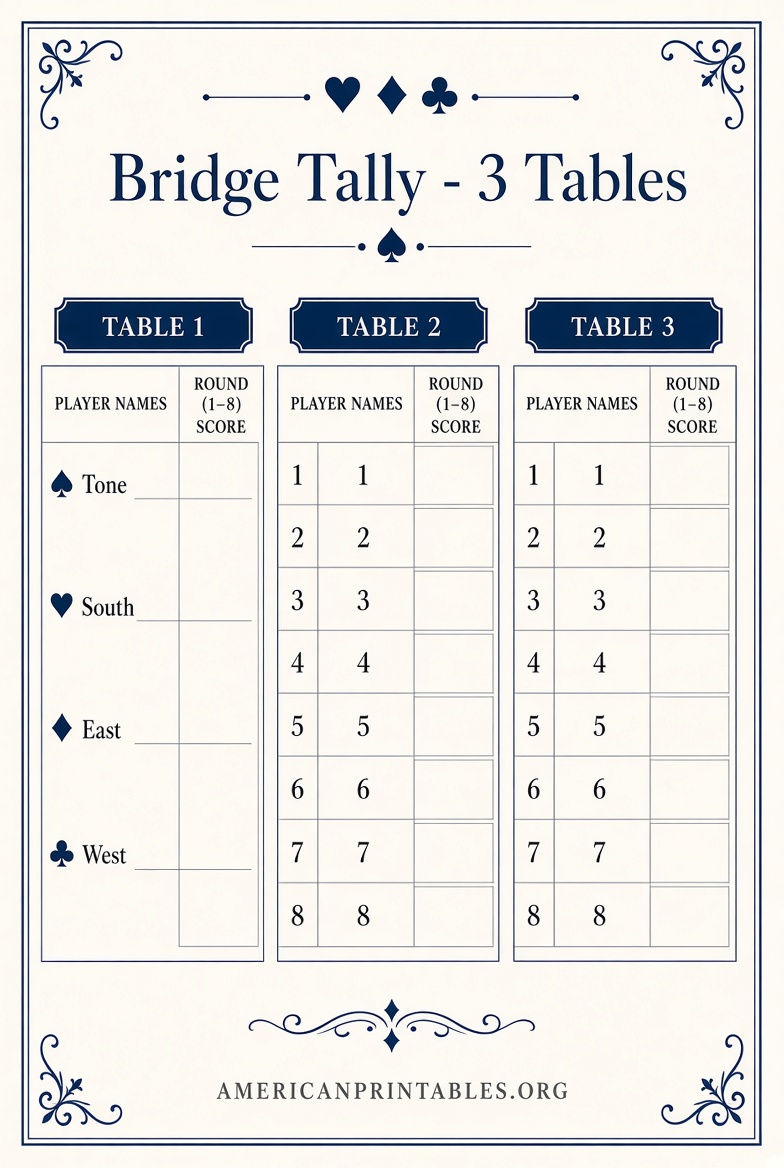 Free Printable Bridge Tallies for 3 Tables (1)