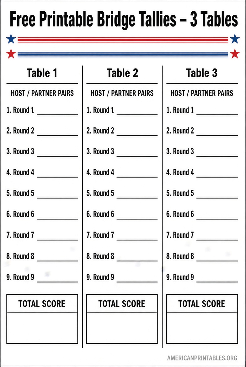 Free Printable Bridge Tallies for 3 Tables (2)