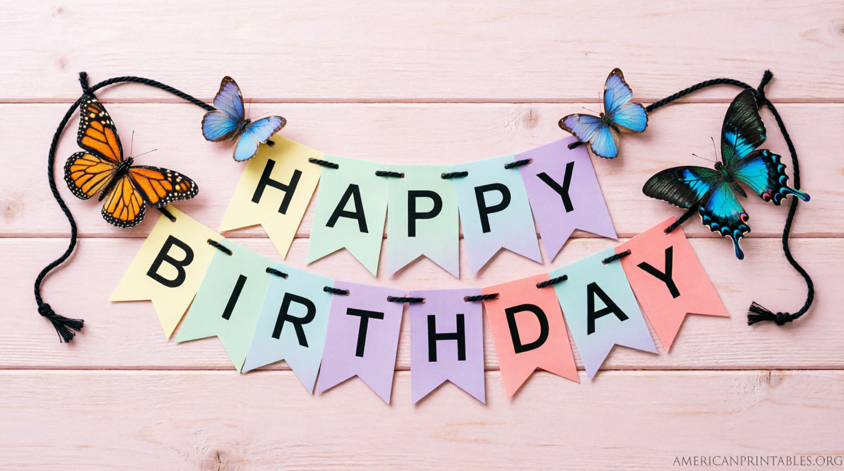 Free Printable Butterfly Birthday Banner Easy DIY (1)
