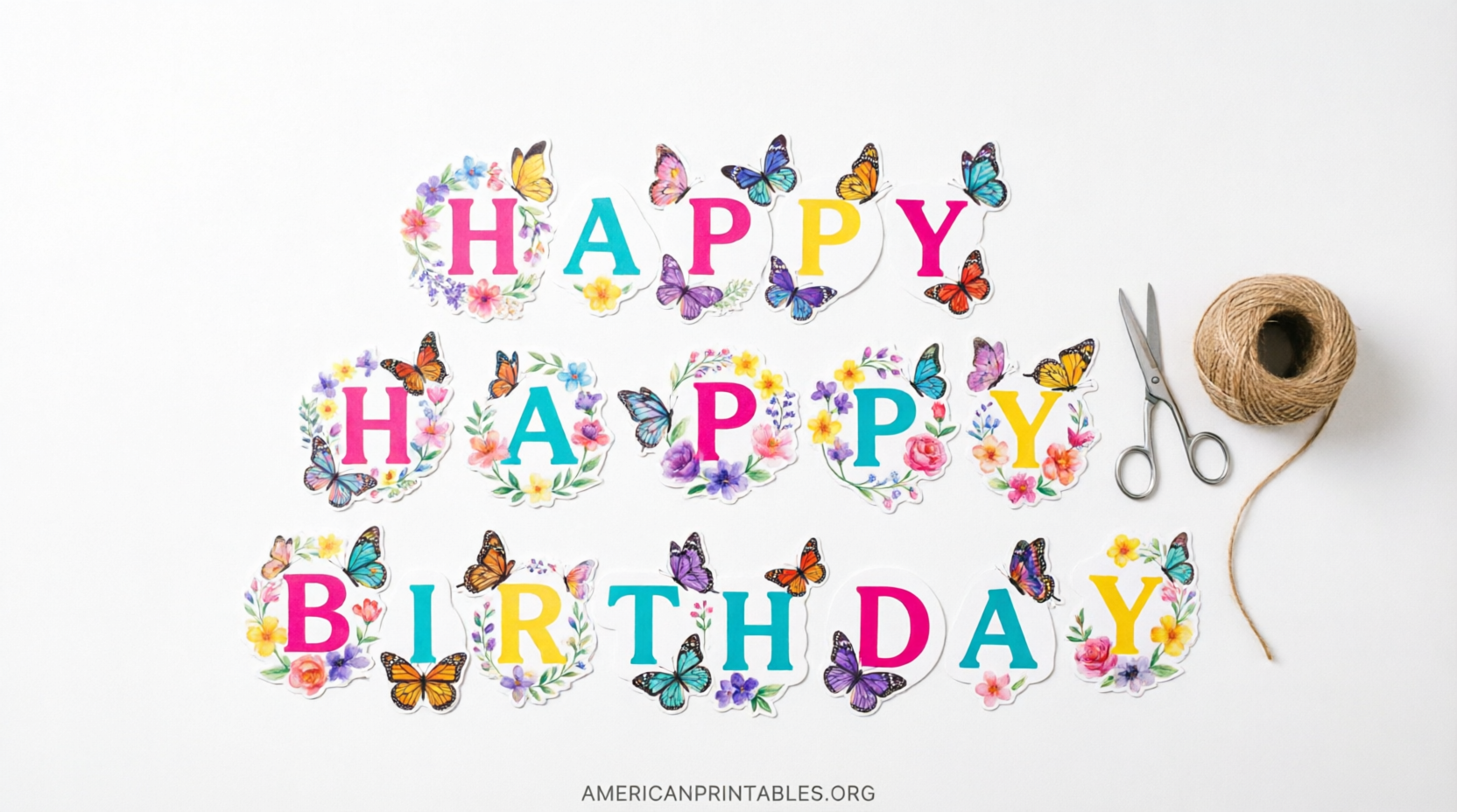 Free Printable Butterfly Birthday Banner Easy DIY (3)