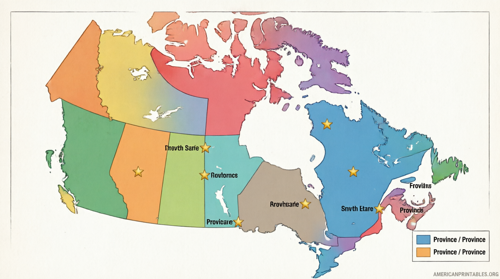 Free Printable Canada Map with Provinces & Capitals (3)