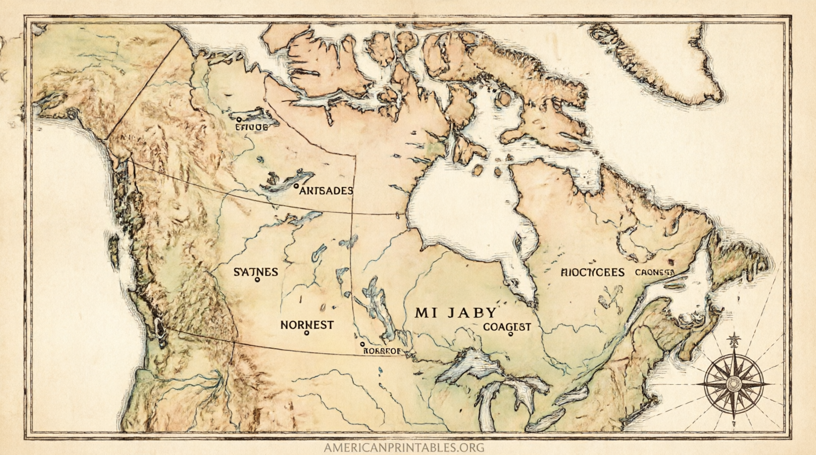 Free Printable Canada Map with Provinces & Capitals (4)