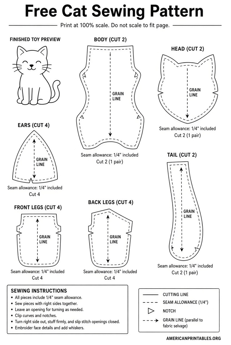 Free Printable Cat Sewing Patterns (4)