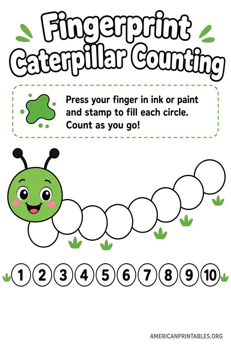 Free Printable Caterpillar Fingerprint Counting (1)
