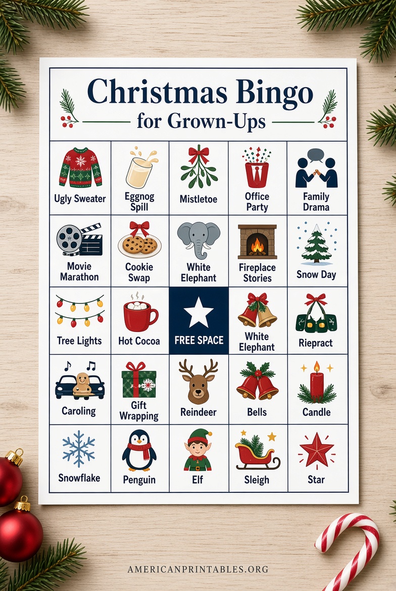 Free Printable Christmas Bingo for Adults (2)