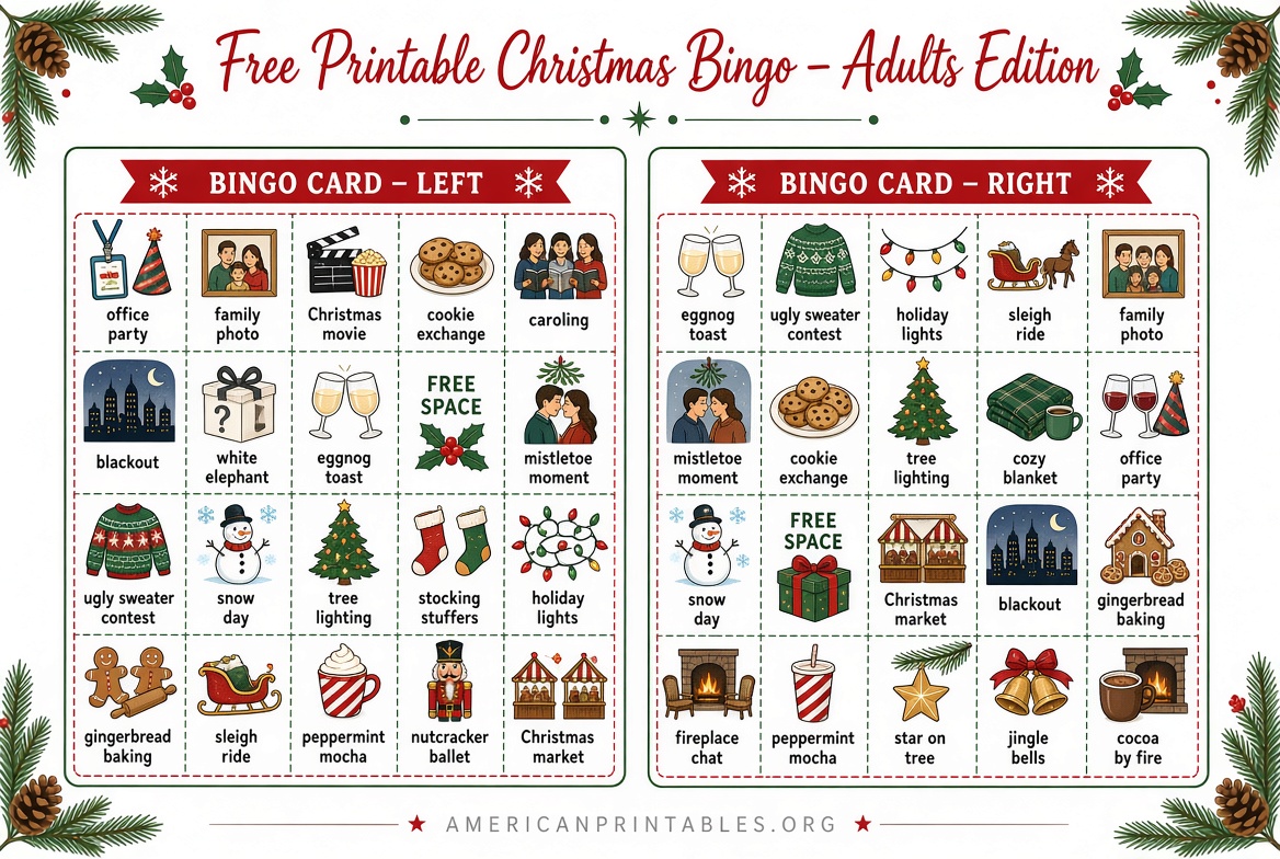 Free Printable Christmas Bingo for Adults (4)