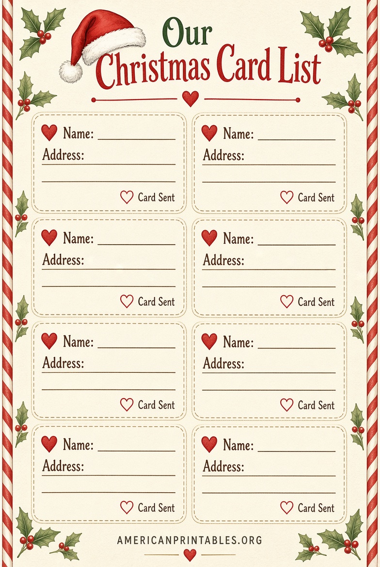 Free Printable Christmas Card Address List (2)