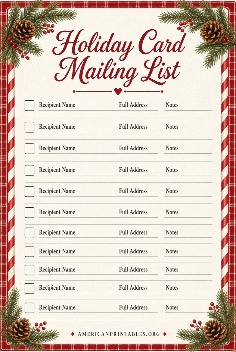 Free Printable Christmas Card Address List (4)
