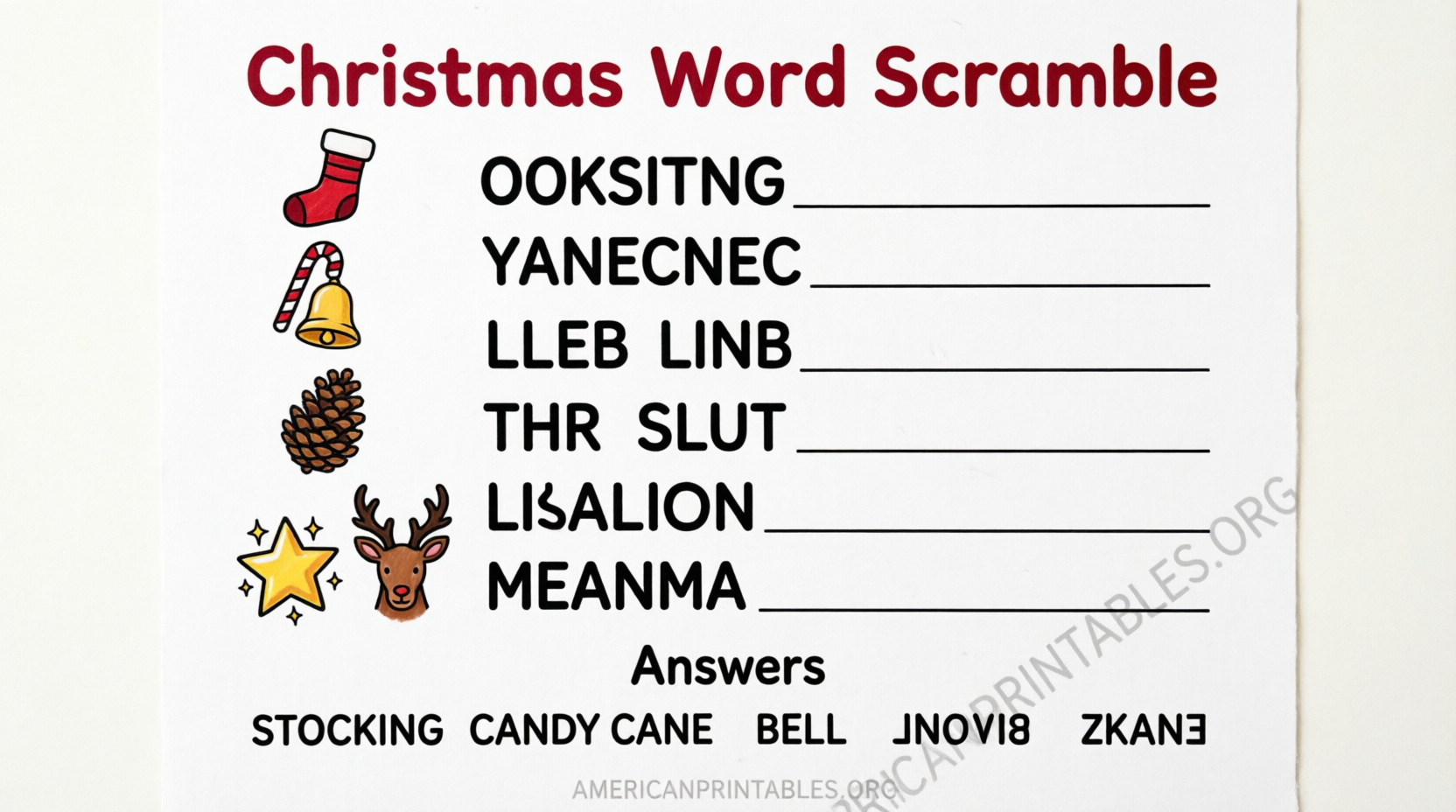 Free Printable Christmas Word Scramble With Answers (3)