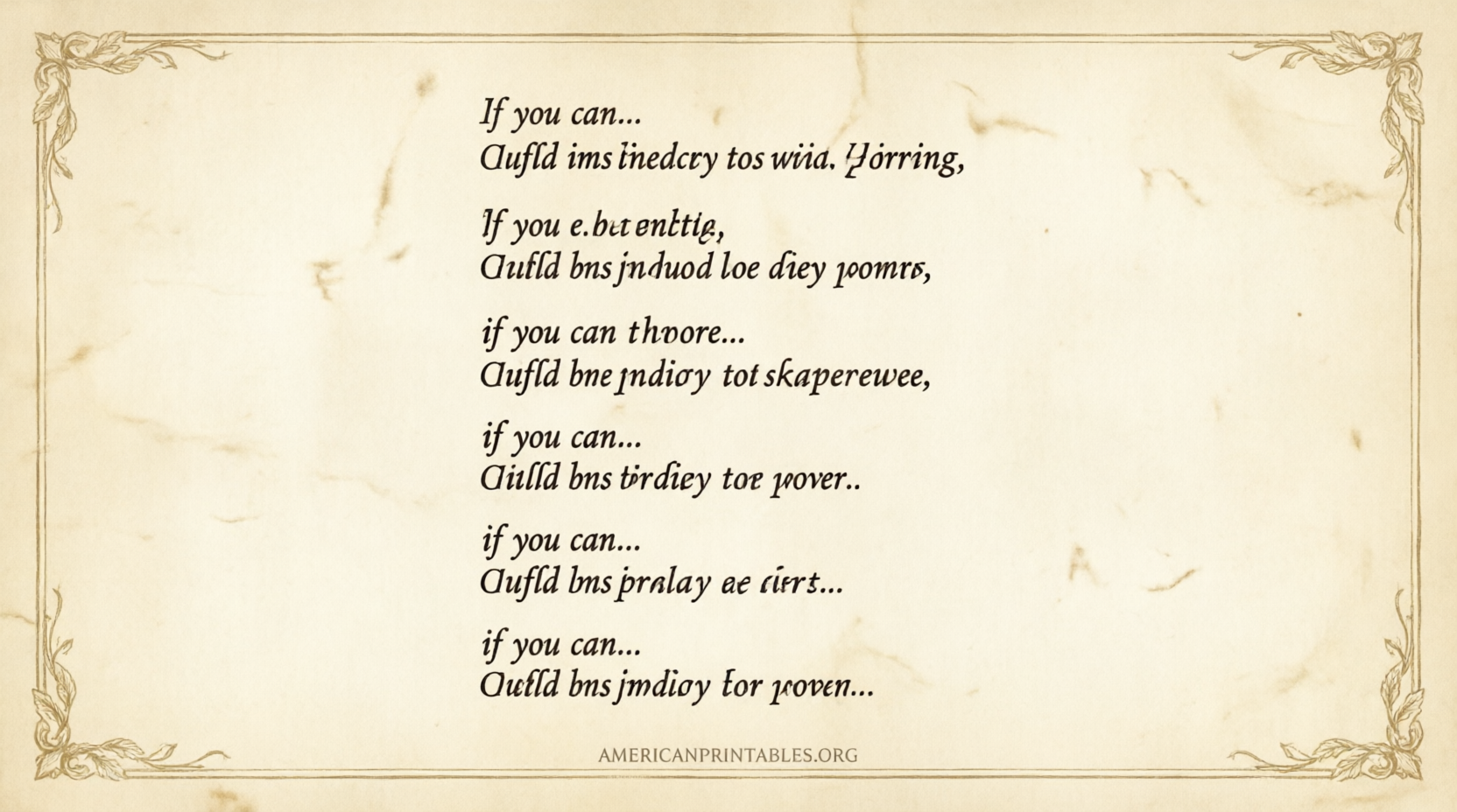 Free Printable Copy of If by Rudyard Kipling (1)