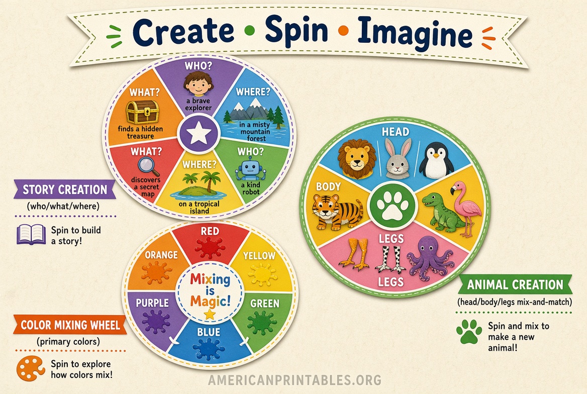 Free Printable Creation Wheel Craft for Kids (2)