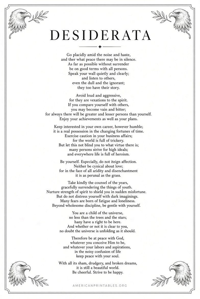 Free Printable Desiderata Poem Download Guide (2)