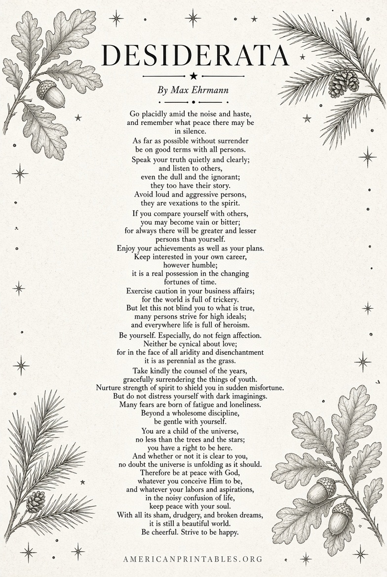 Free Printable Desiderata Poem Download Guide (3)