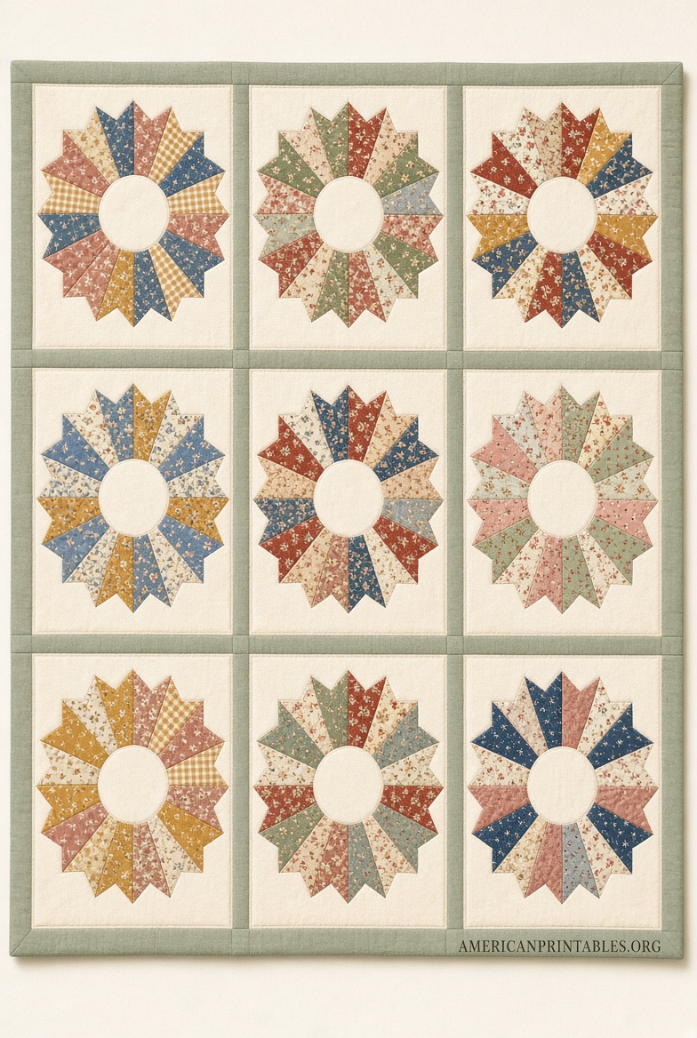 Free Printable Dresden Plate Quilt Pattern Guide (2)