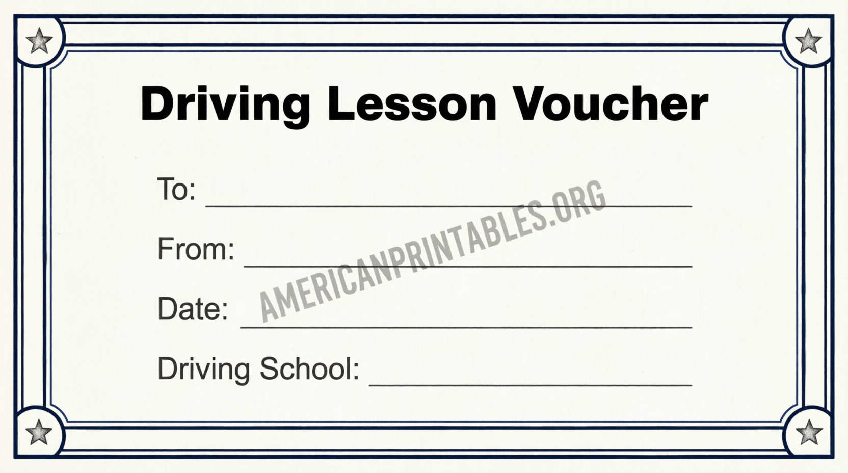 Free Printable Driving Lesson Voucher Template (1)