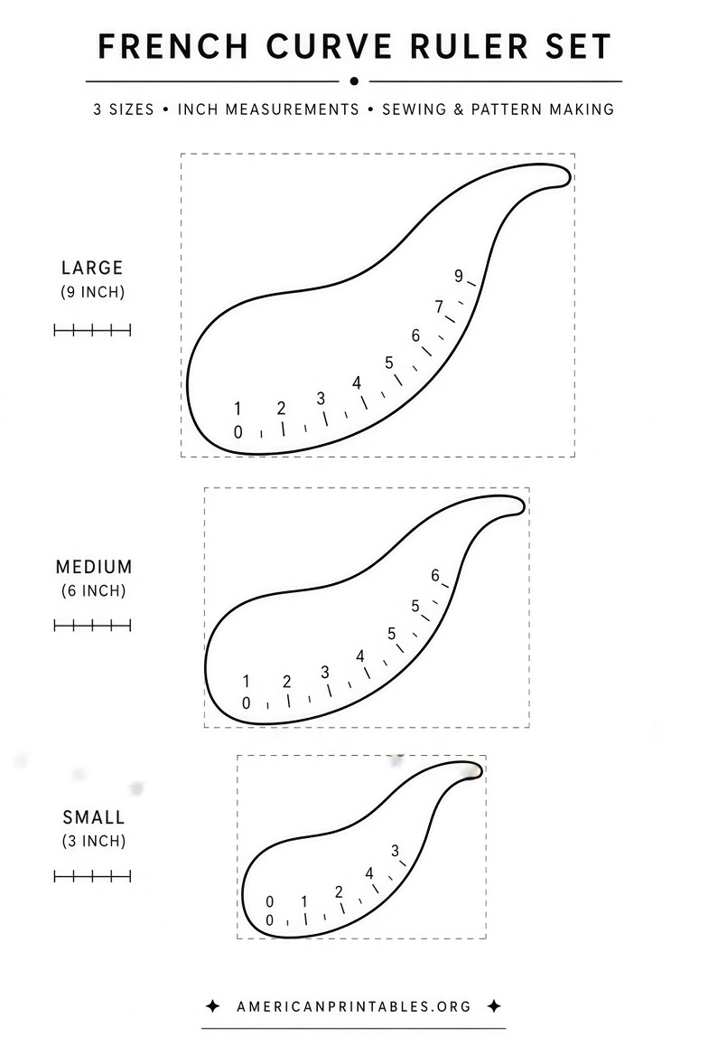 Free Printable French Curve Ruler PDFs (4)