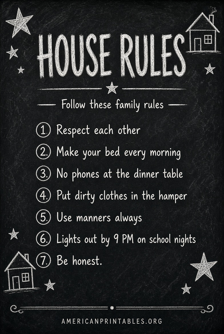 Free Printable House Rules Templates (3)