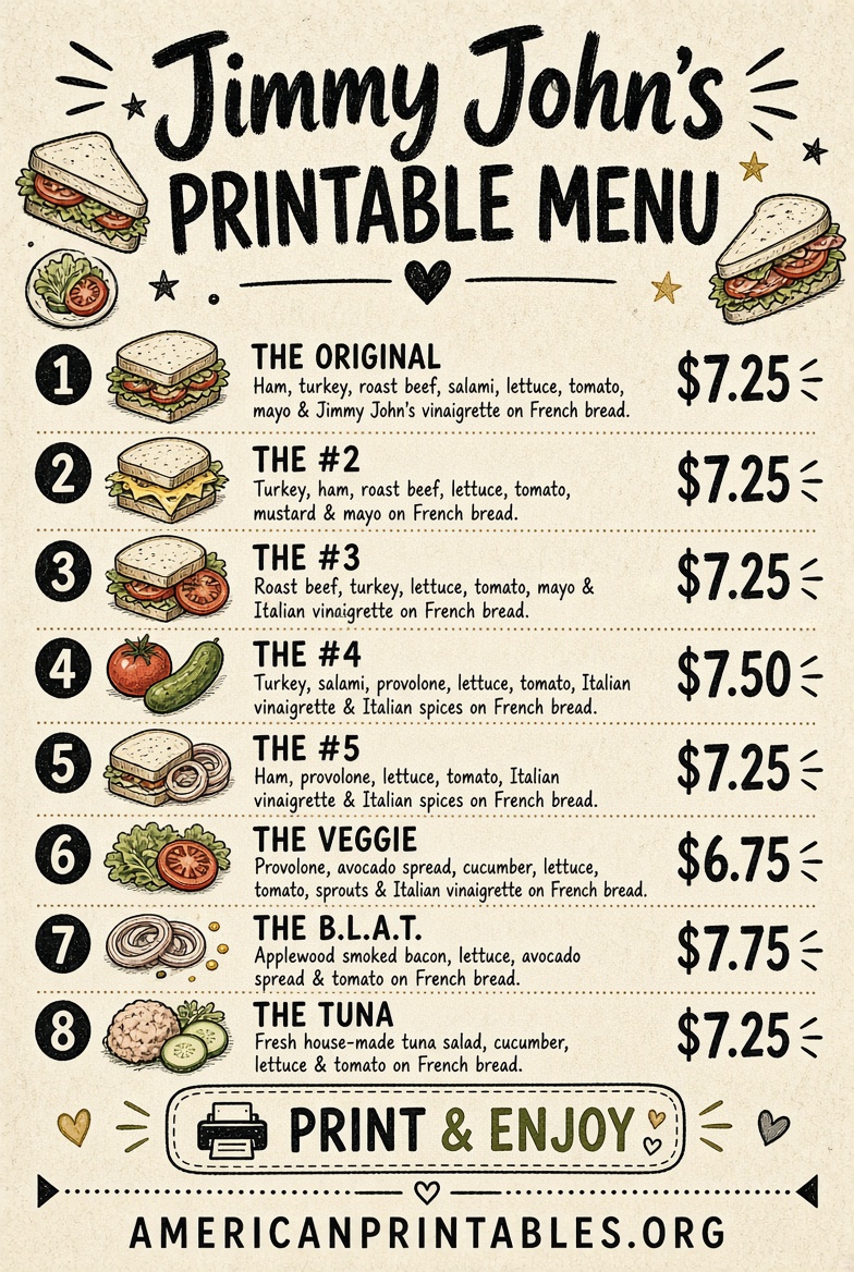 Free Printable Jimmy Johns Menu PDF 2026 (2)
