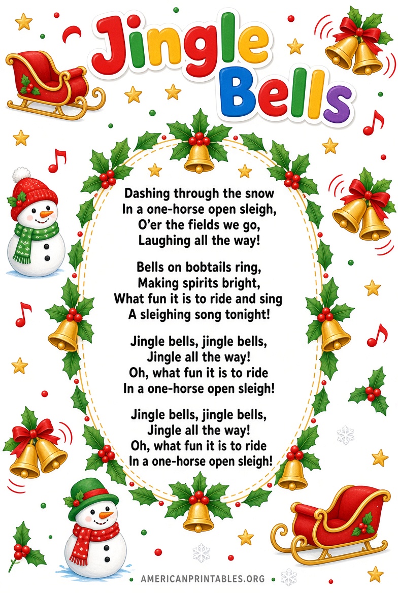 Free Printable Jingle Bells Lyrics PDF (2)