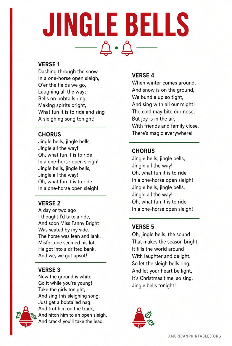Free Printable Jingle Bells Lyrics PDF (3)