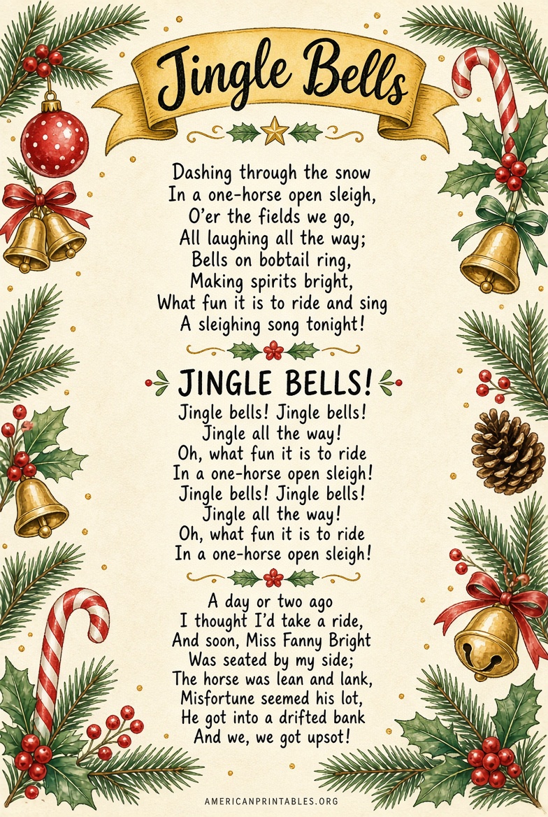 Free Printable Jingle Bells Lyrics PDF (4)