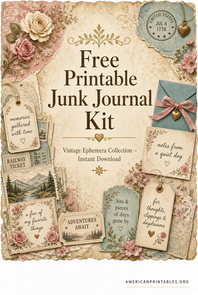 Free Printable Junk Journal Kits Instant Downloads (1)