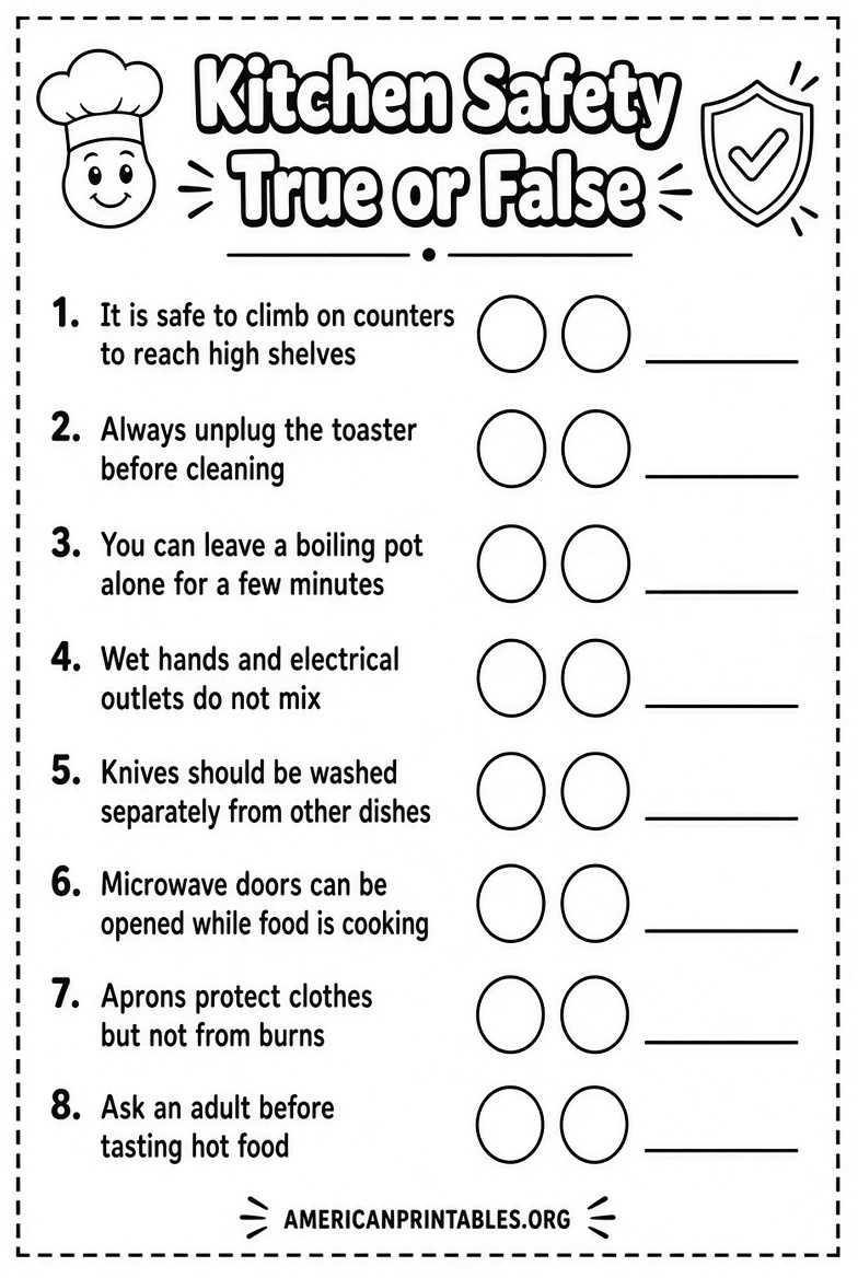 Free Printable Kitchen Safety Worksheets (1)