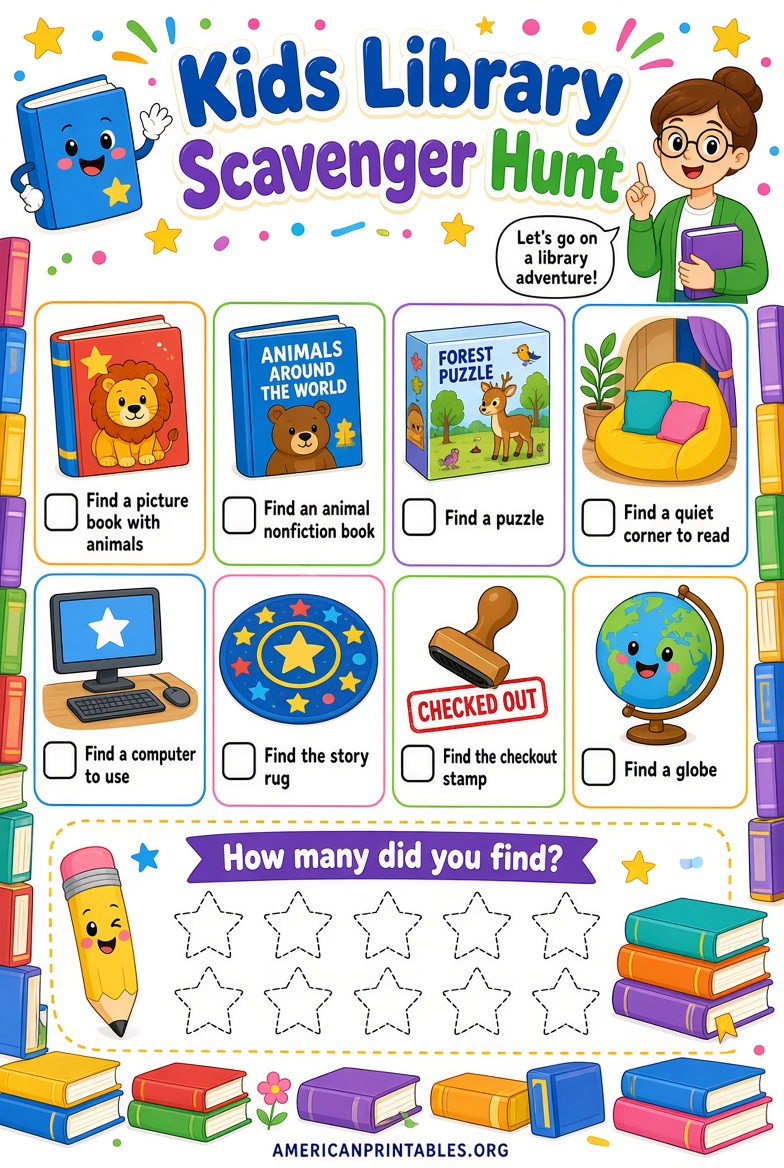 Free Printable Library Scavenger Hunt for Kids (4)