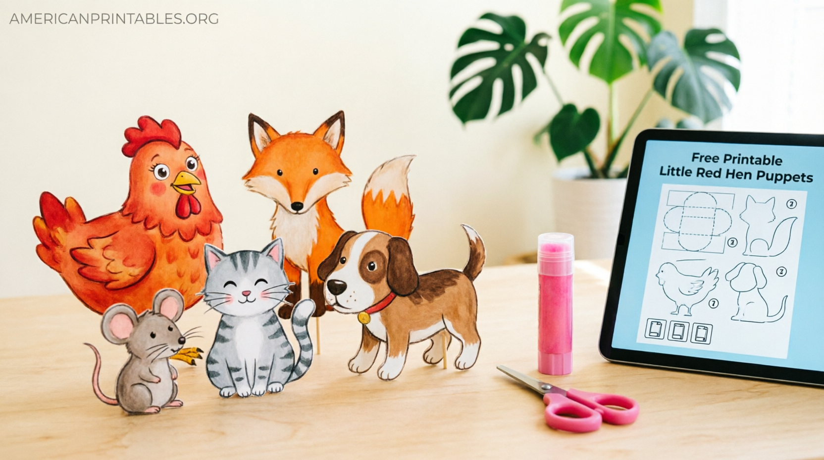 Free Printable Little Red Hen Puppets (2)