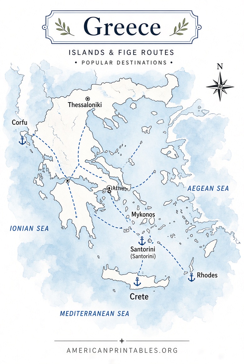 Free Printable Map of Greece PDF Downloads (2)