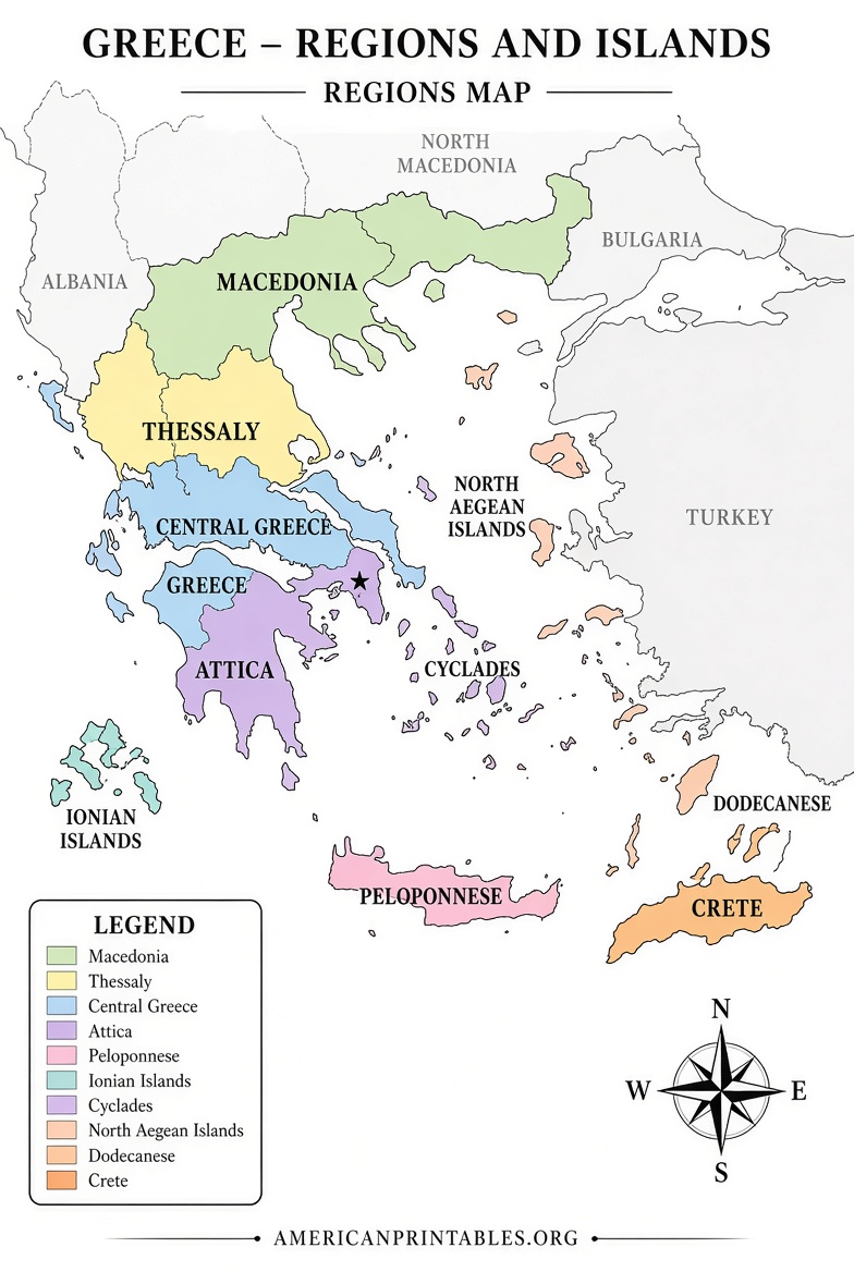 Free Printable Map of Greece PDF Downloads (3)